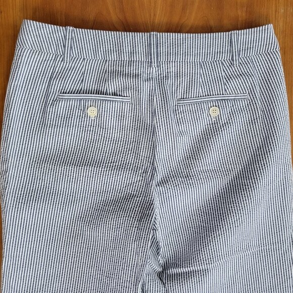 NWOT Talbots Blue White Striped Chelsea Seersucker Capri Pants - 4 - Picture 8 of 9